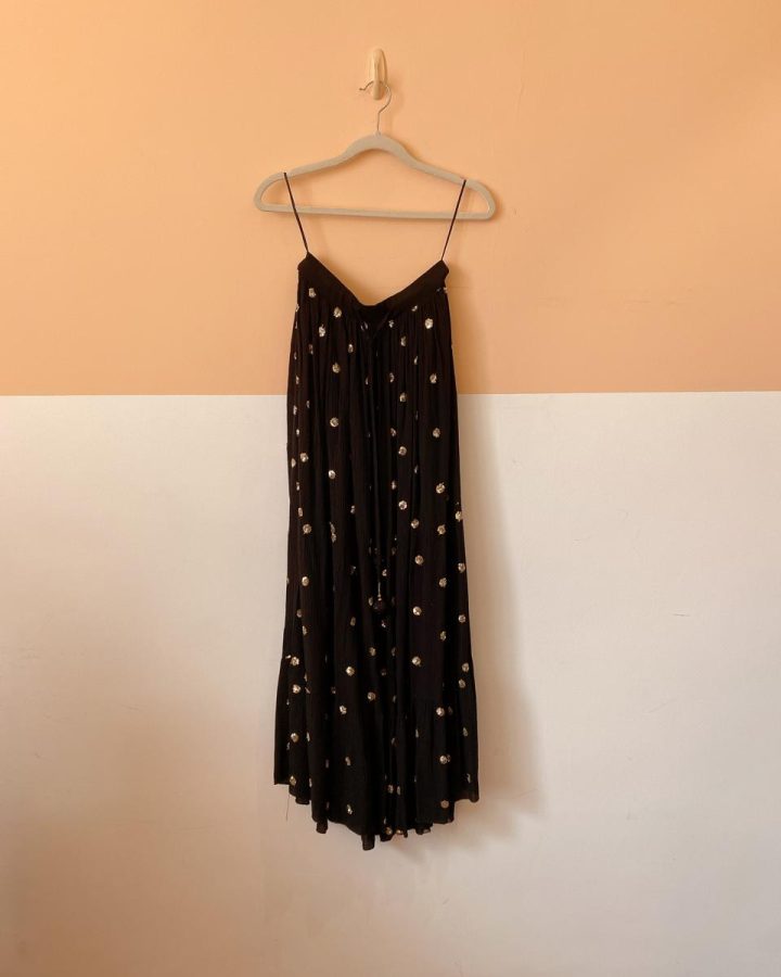 Saia midi brilhos bordados Goa M/G