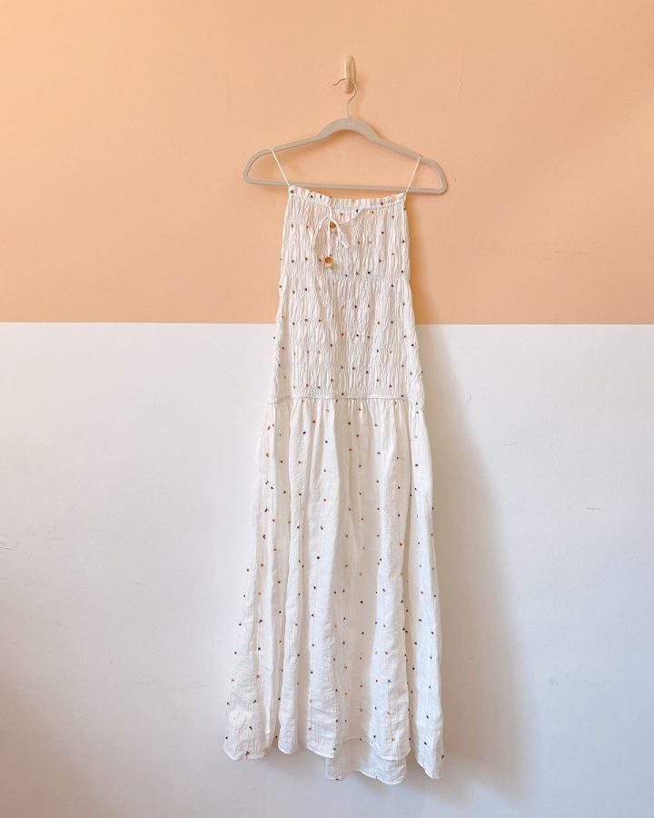 Vestido off bolas bordadas Zara P