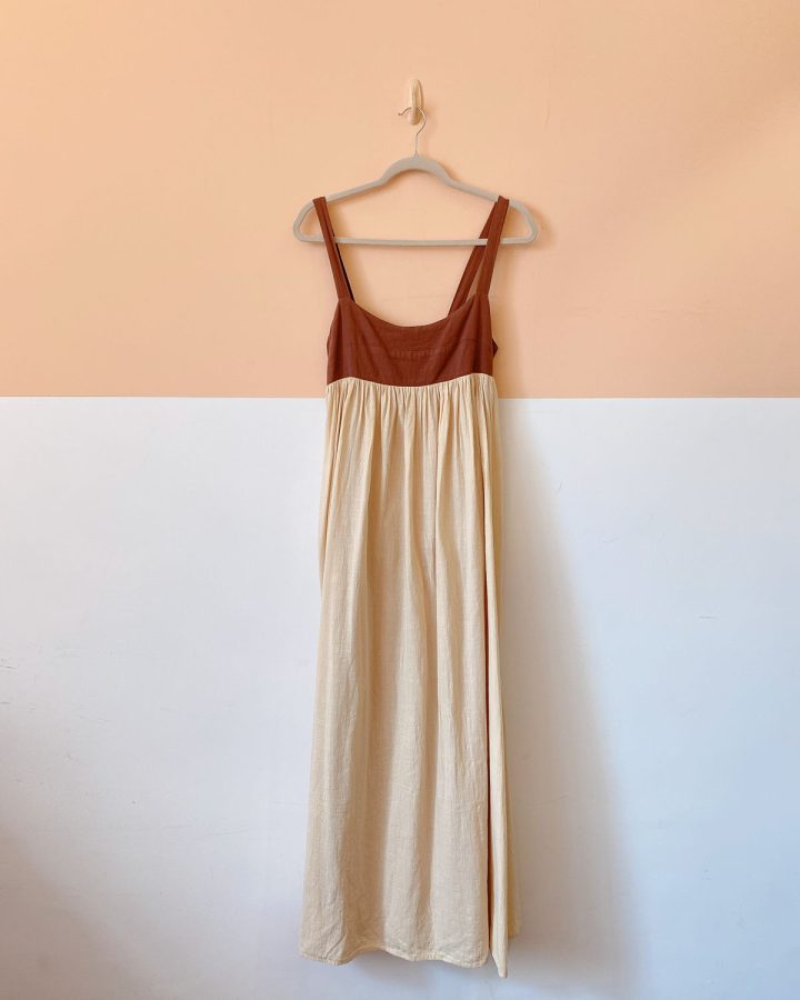 Vestido bege off busto marrom Loja 3 M