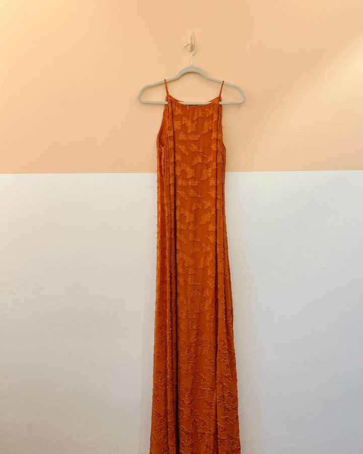 Vestido terracota bordados NV M