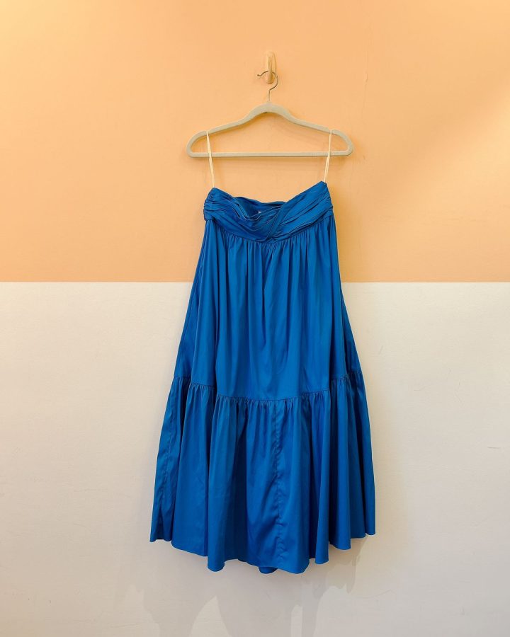 Saia midi azul Cris Barros 36