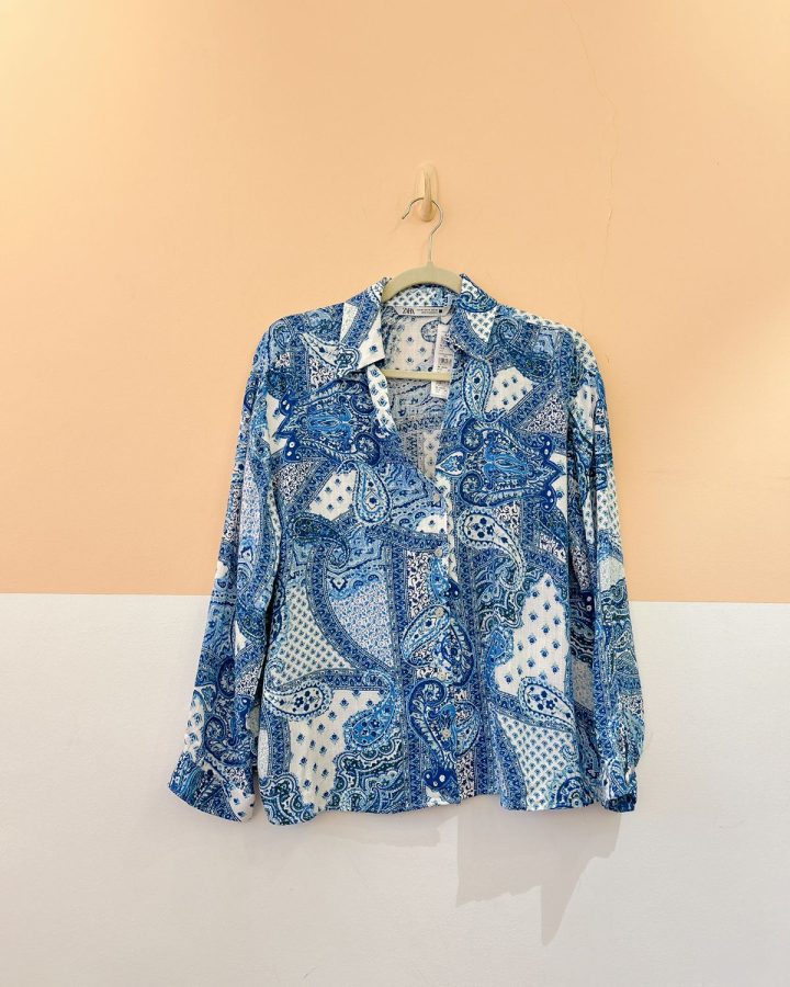 Camisa estampa azul Zara PP