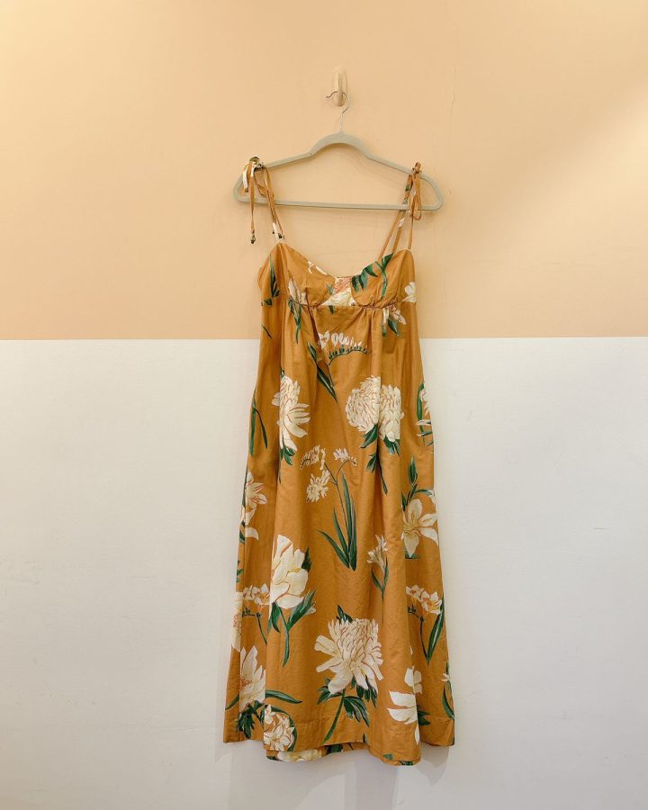 Vestido laranja flores Farm P