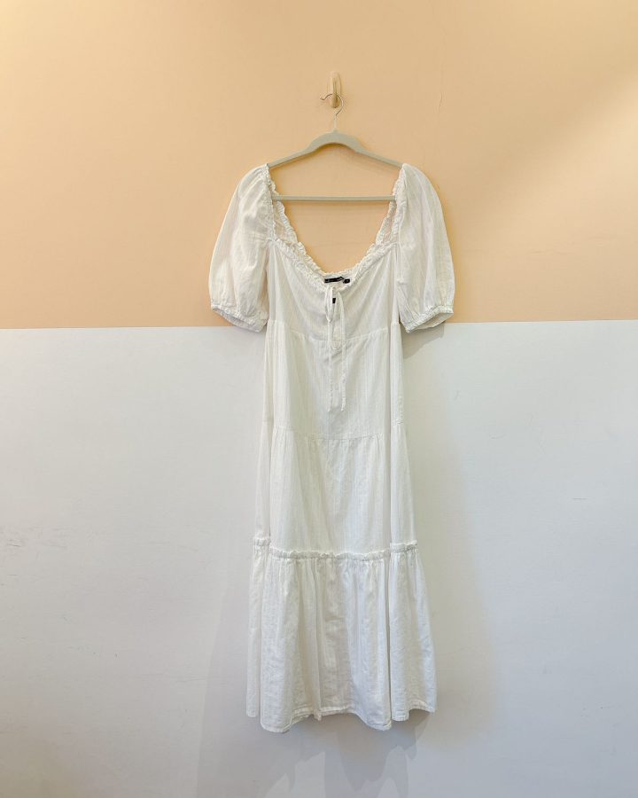 Vestido branco fios mangas Maria Filó P