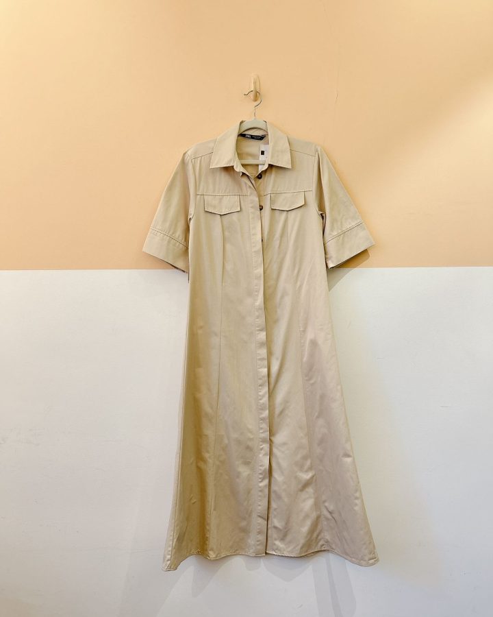 Vestido bege botões Zara P