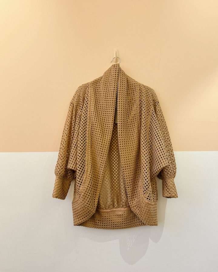 Kimono marrom tricot furadinho La Papaspyrou M