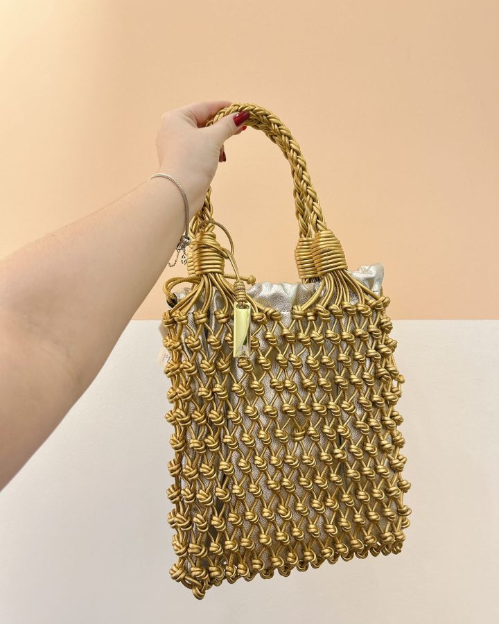Bolsa couro dourada nós Luiza Barcelos