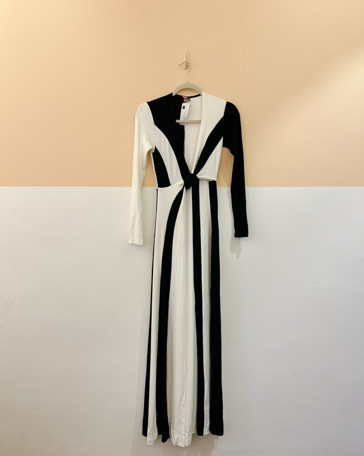 Vestido listrado p&b Farm PP