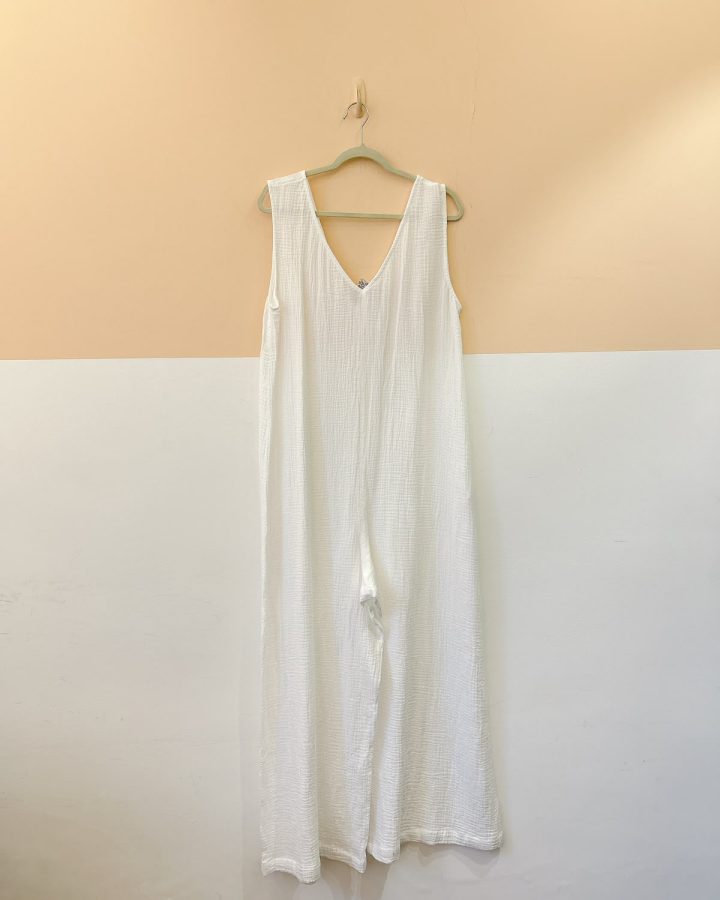 Macacão branco textura H&M M