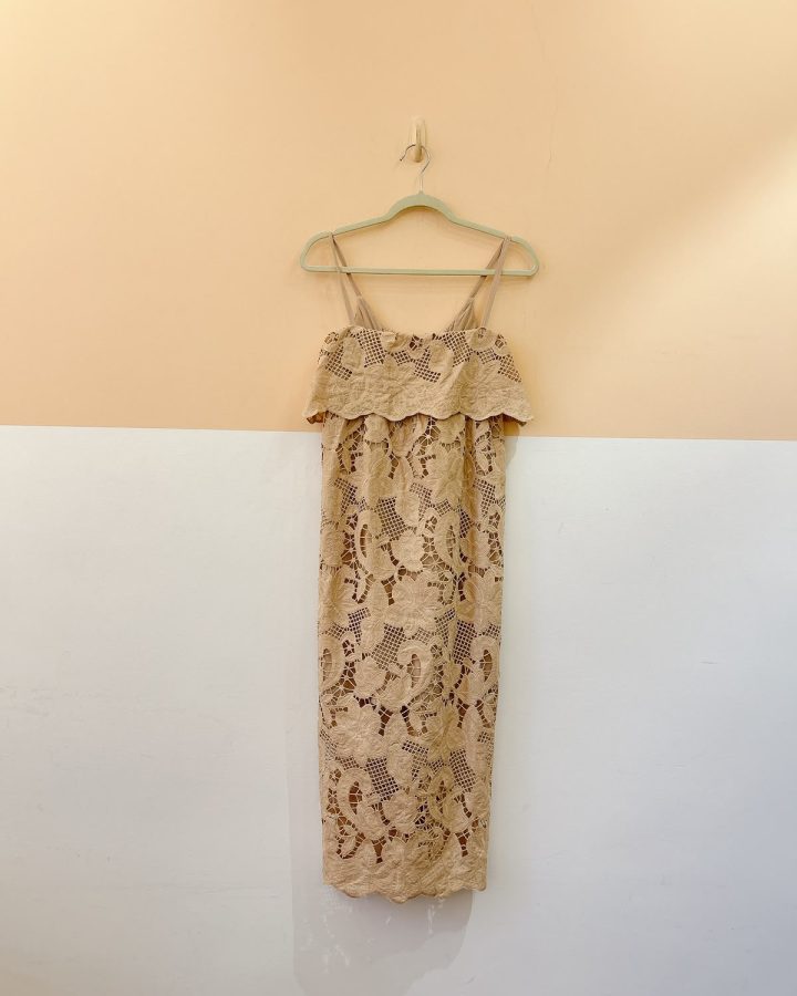 Vestido bege renda Dye Me P