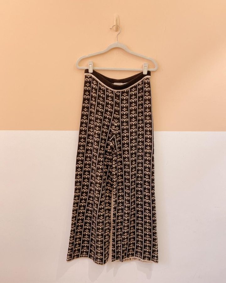 Calça tricot estampa preta NV 36
