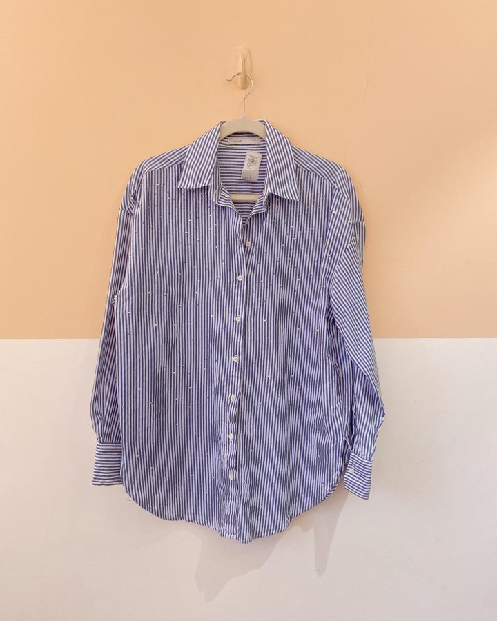 Camisa listrada azul brilhos Riachuelo P