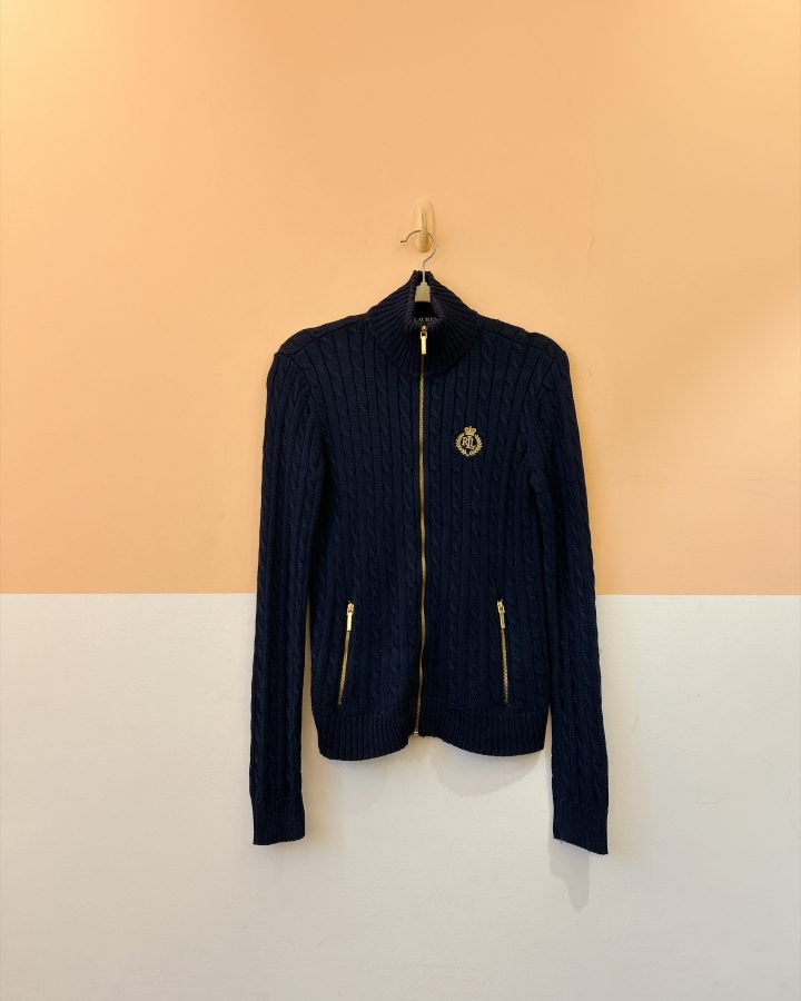 Tricot azul zíper Ralph Lauren PP