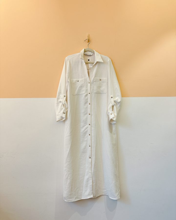 Vestido branco botões Zara M