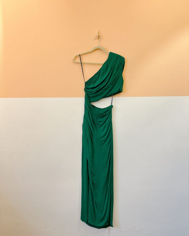 Vestido fluído verde franzido Animale 36