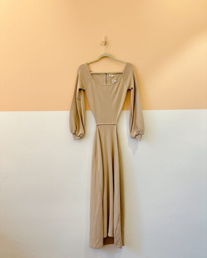 Vestido tricot bege recorte NV 36