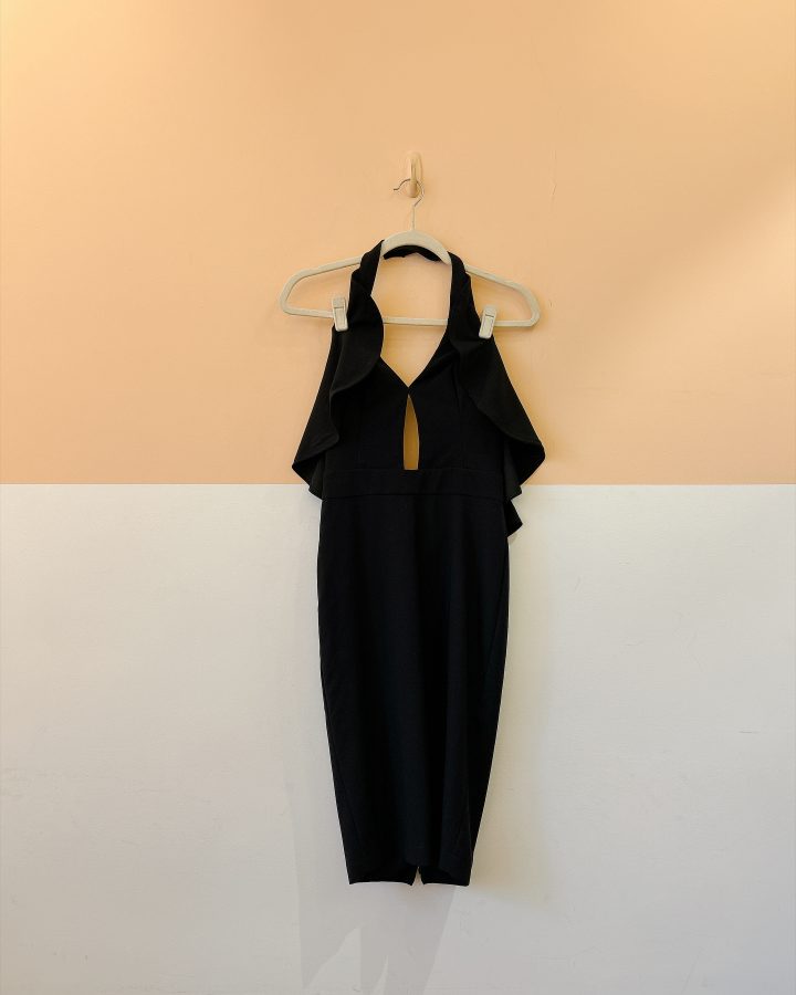 Vestido midi preto babado Fabulous Agilitá 36