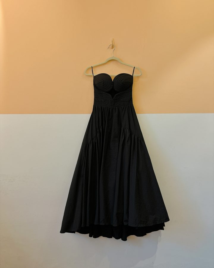 Vestido preto busto tecido Lança Perfume PP