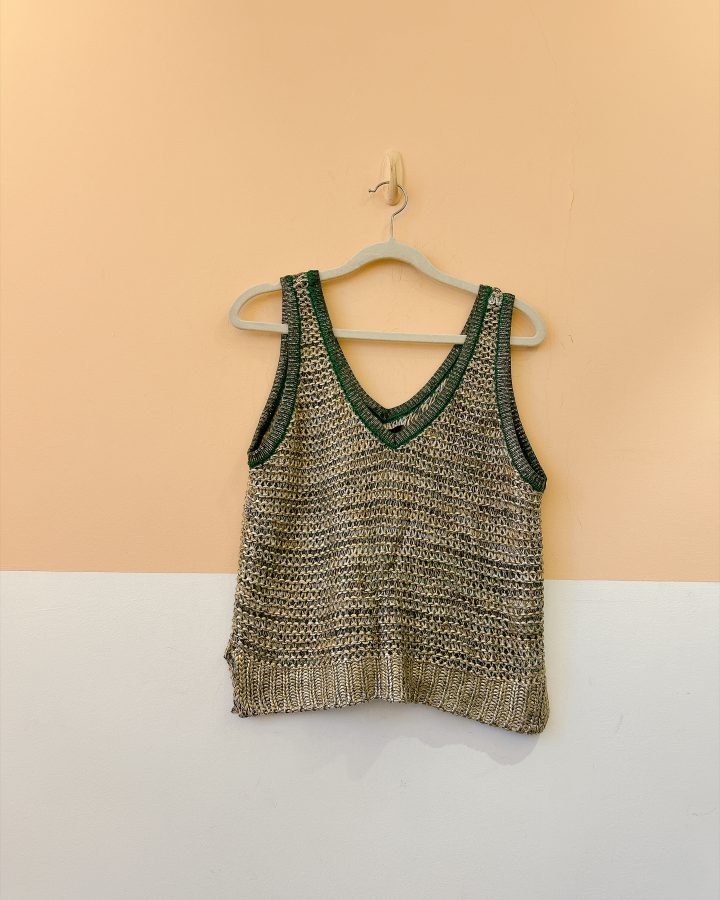 Blusa crochet dourada Maria Filó P