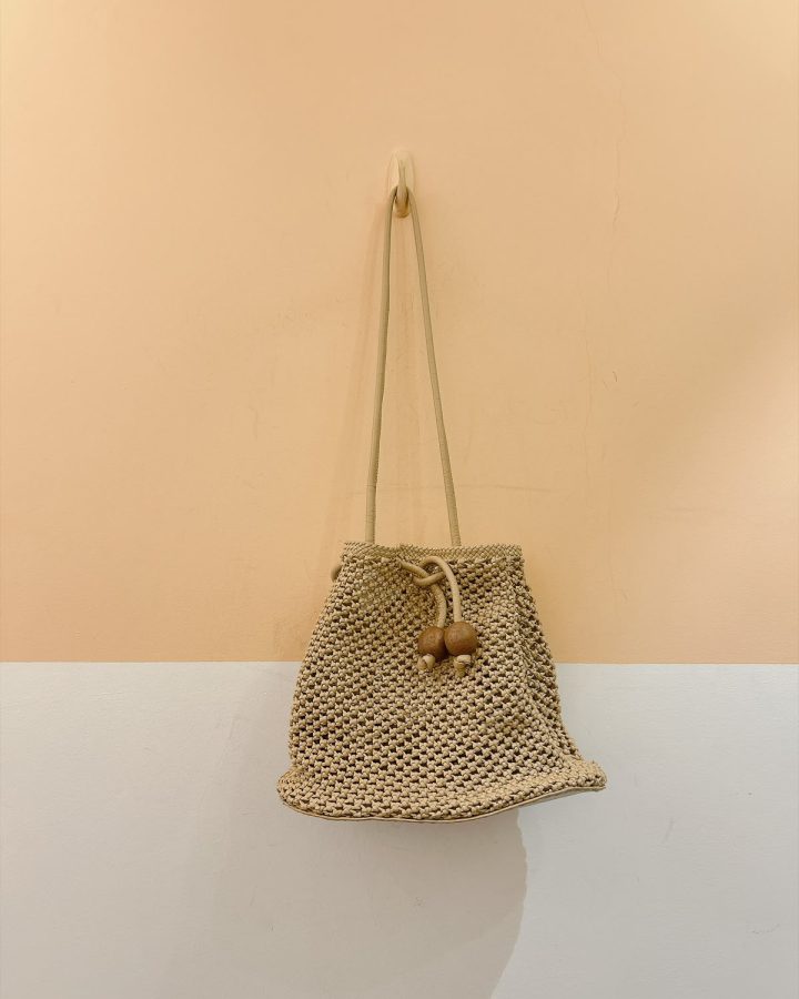 Bolsa bege couro palha Marcela B