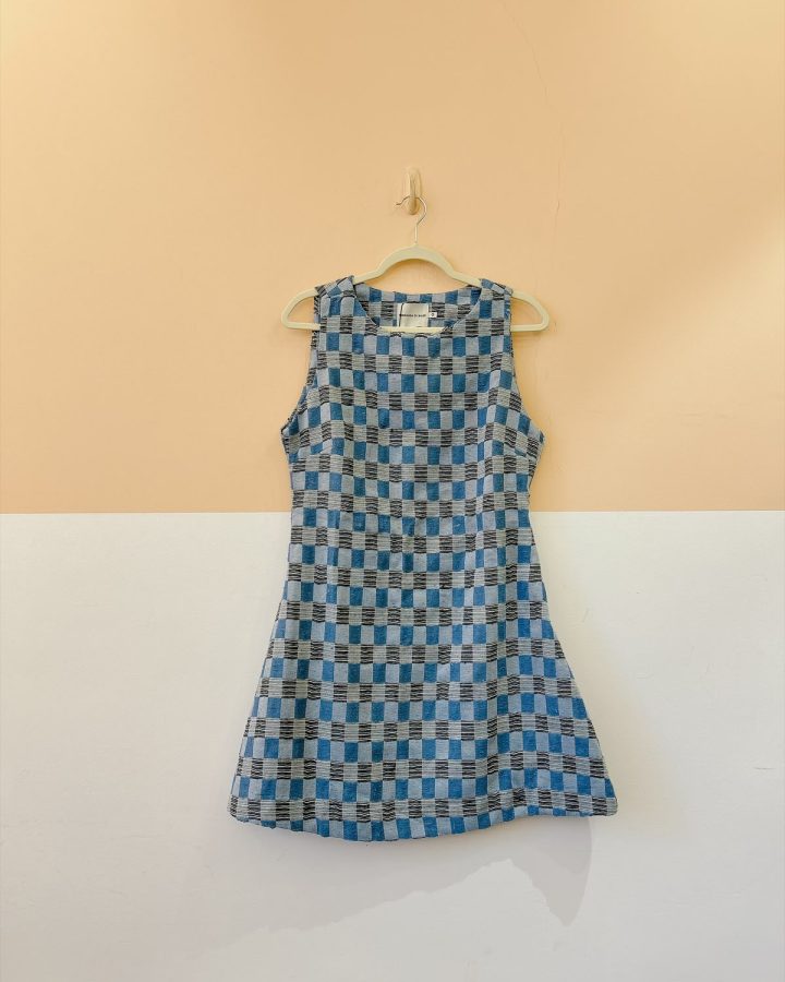 Vestido xadrez azul Fernanda Di Biase G