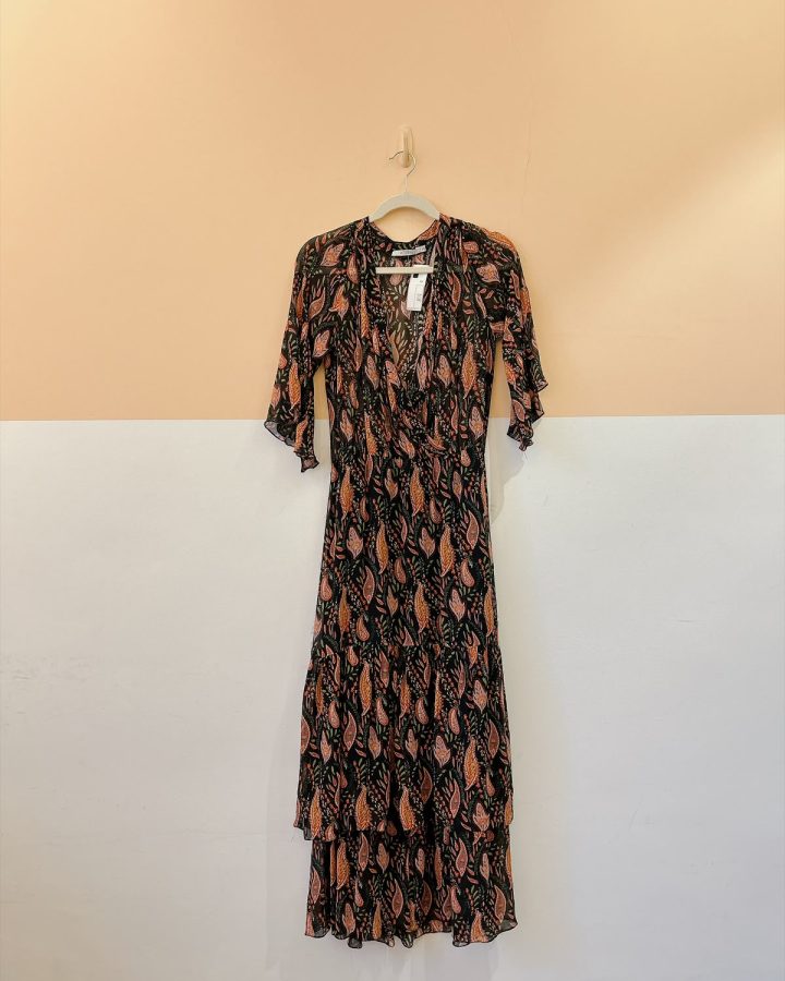 Vestido fluido preto estampa Ateen 38