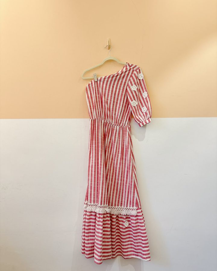 Vestido listrado vermelho Mare Mio P