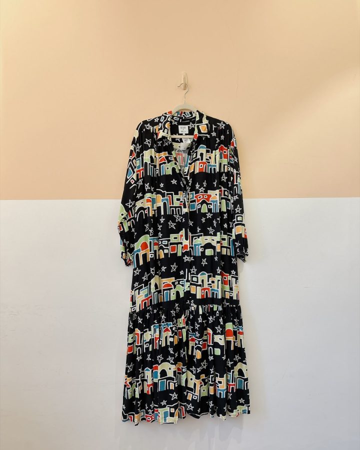 Vestido preto estampa colorida Le Lis + BLDN 42