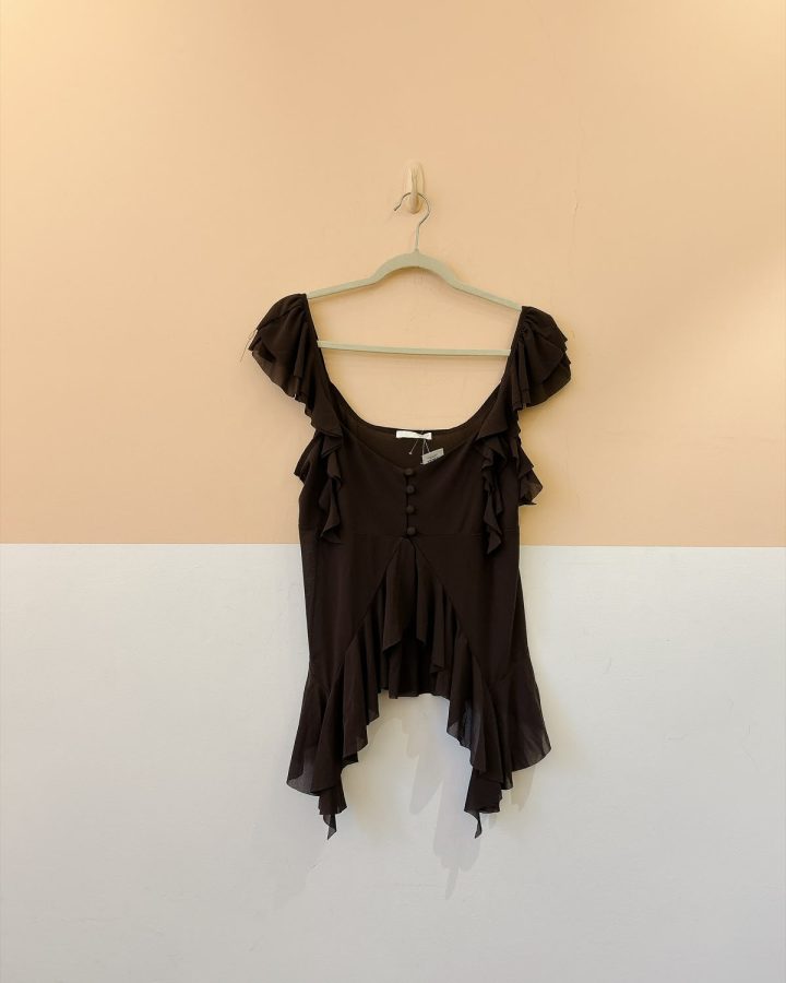 Blusa fluída babados marrom Zara M
