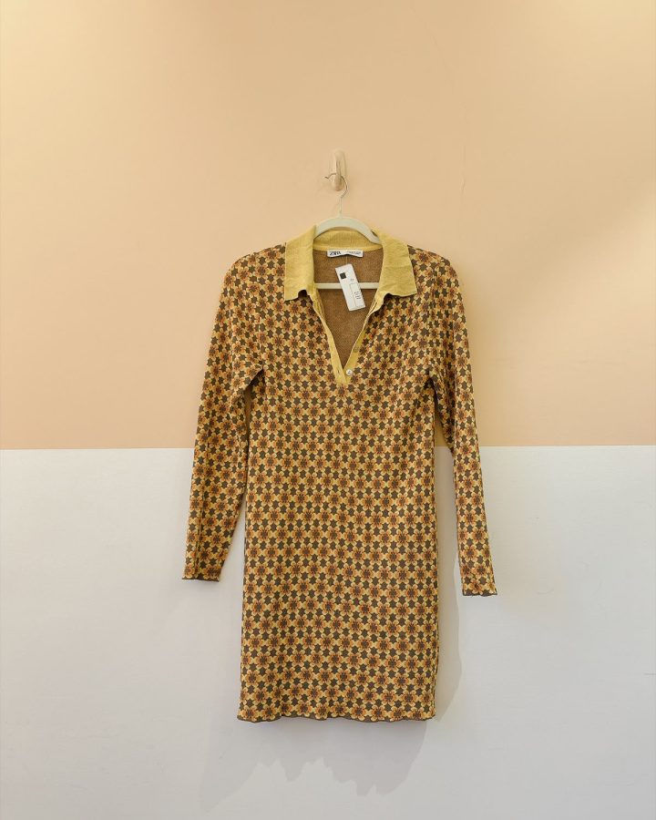 Vestido tricot estampa Zara M