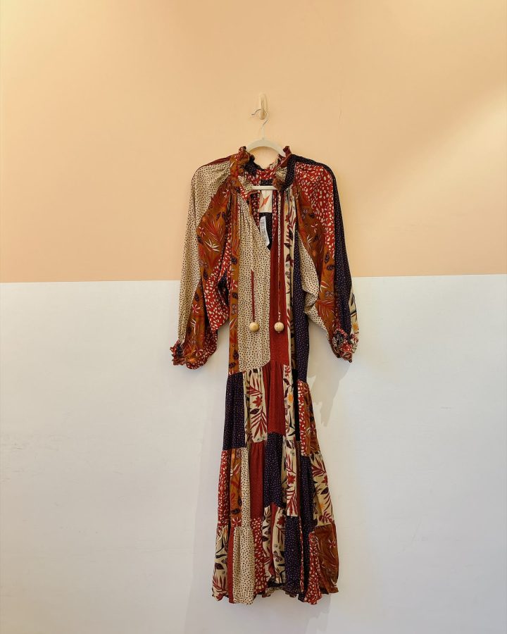 Vestido estampa vermelha amplo Cantão P