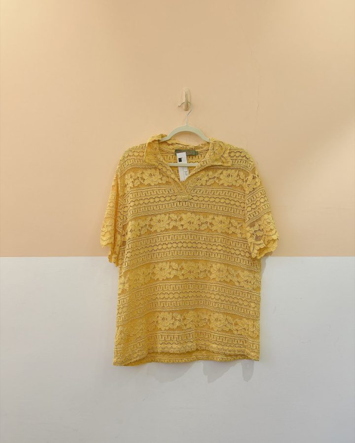 Conjunto blusa e short renda amarelo Eugenia Sanson M