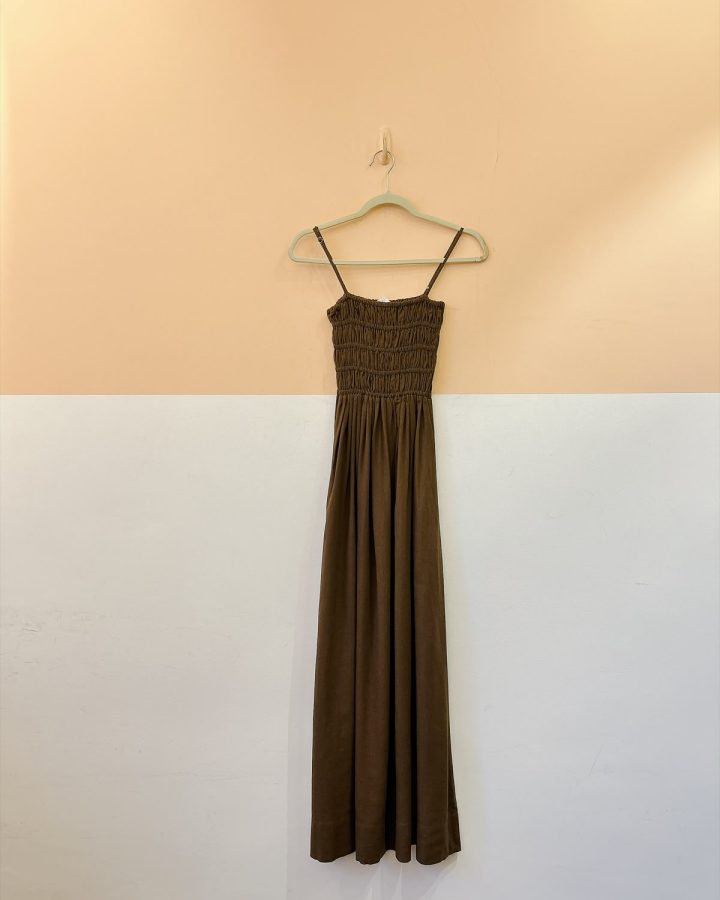 Vestido midi marrom Clemence PP