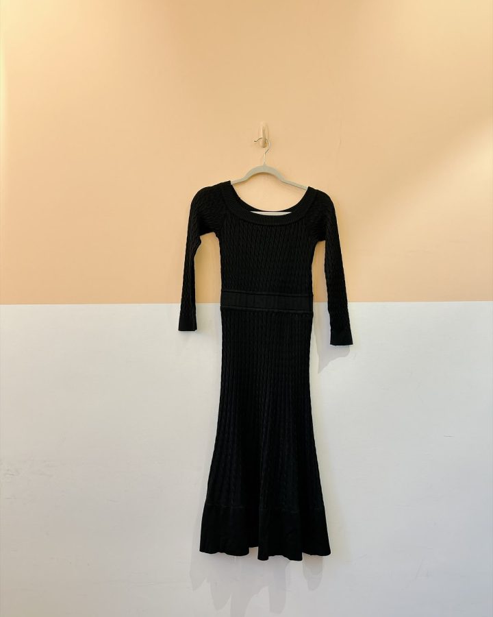 Vestido midi tricot preto Doce de Coco P