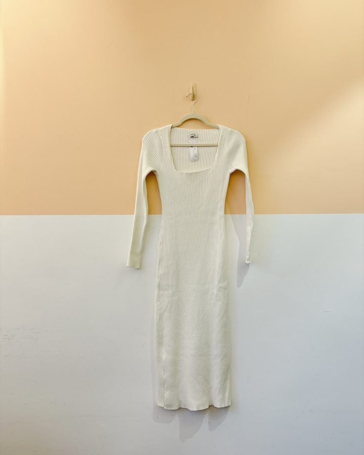 Vestido midi tricot branco Anselmi U