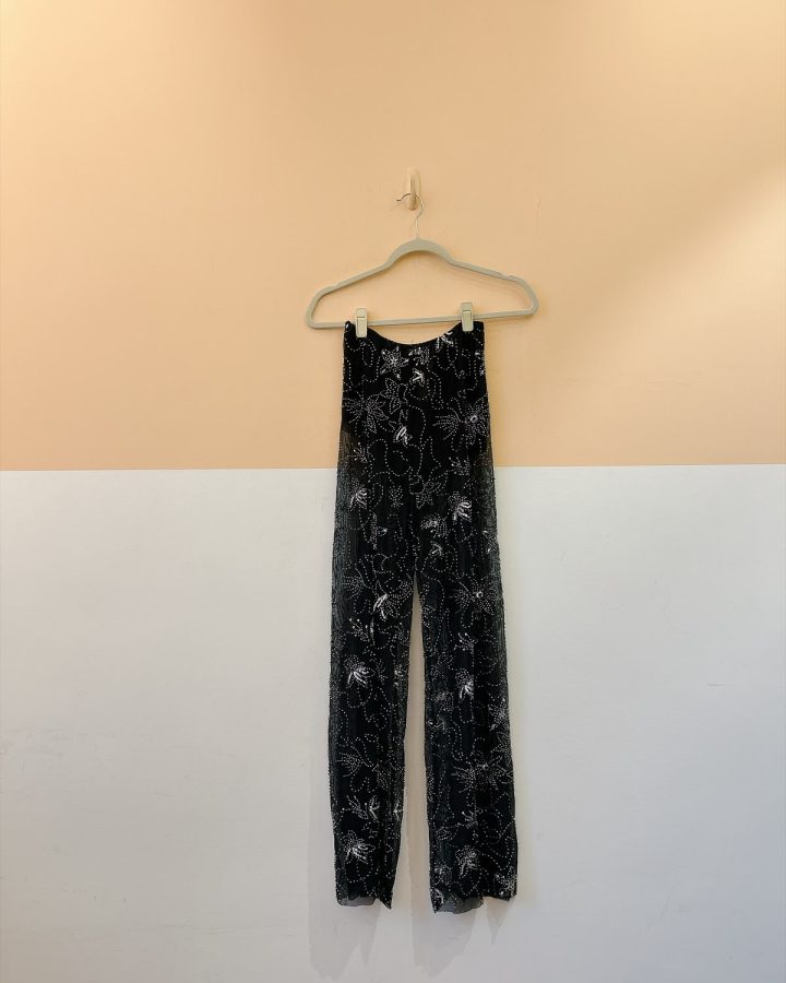 Calça fluída preta brilhos Zara P