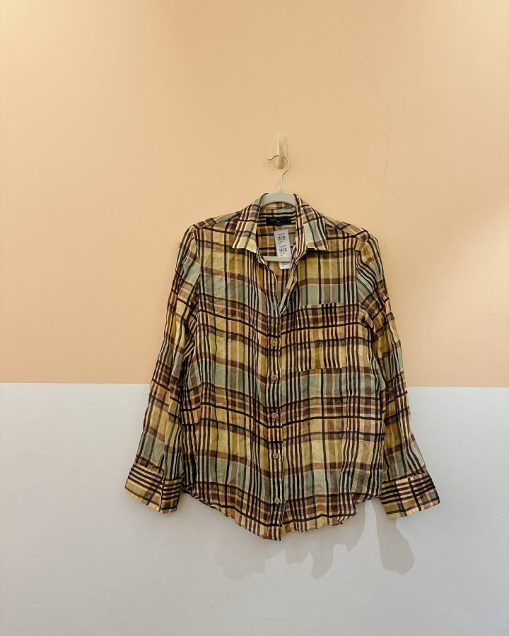 Camisa xadrez marrom Zara P