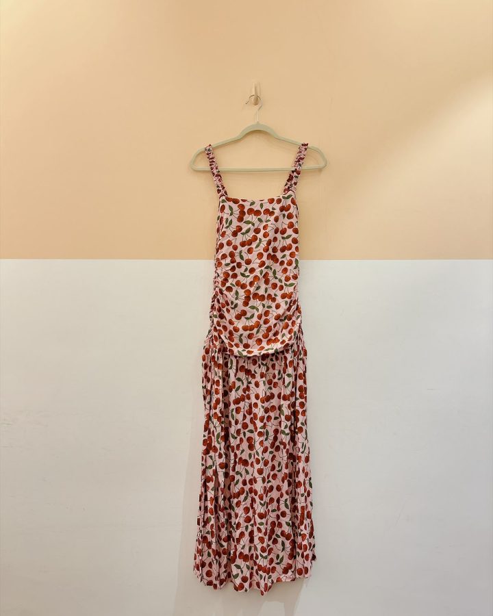 Vestido rosa cerejas Triya PP