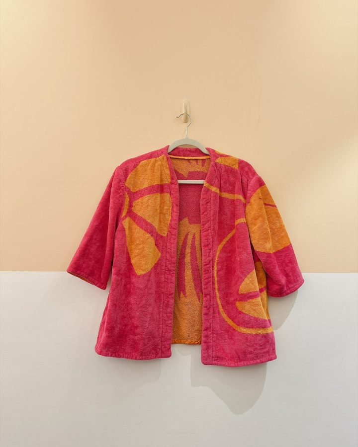 Conjunto short e kimono atoalhado rosa P