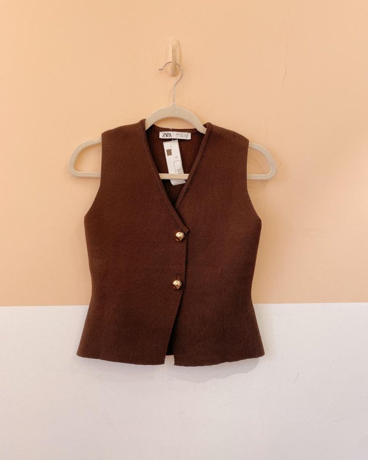 Colete marrom tricot Zara P