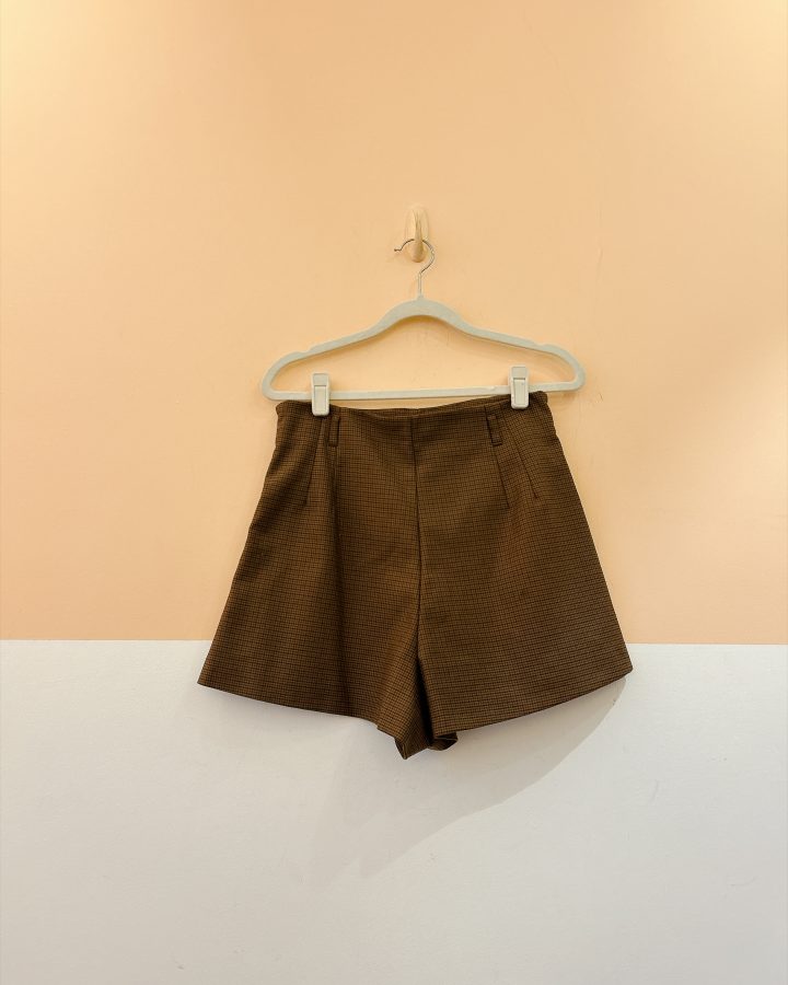 Short marrom pied poule Zara M