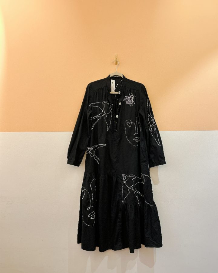Vestido preto pespontos Animale M