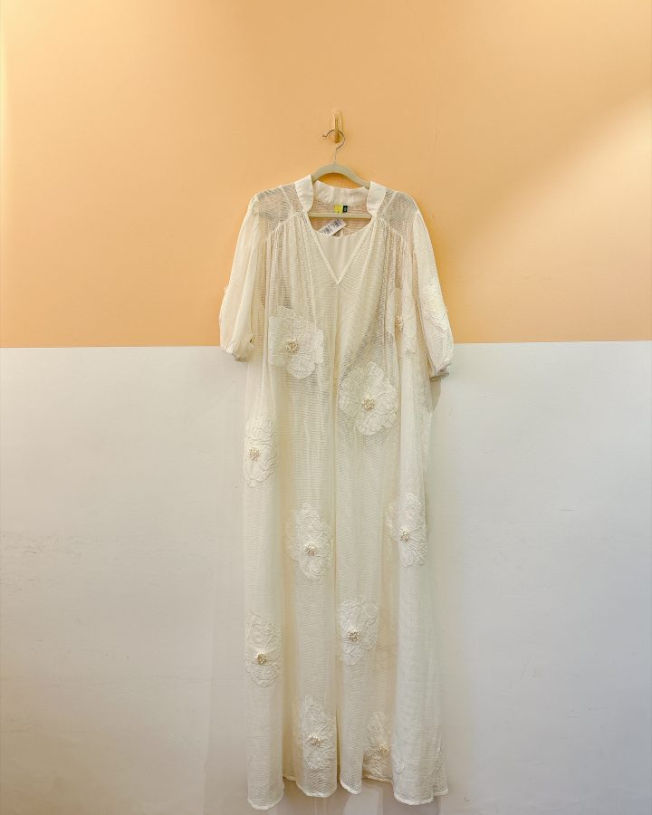 Vestido longo off white vazado Farm M (veste G)