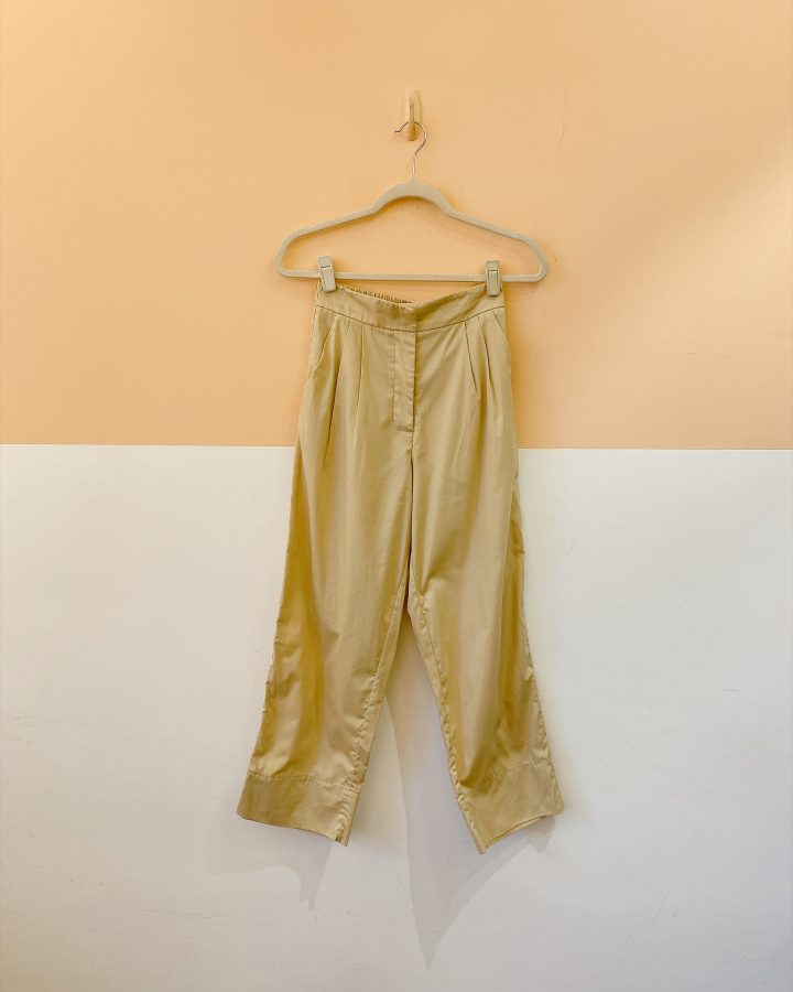 Calça bege alfaiataria Elisa Lage 34