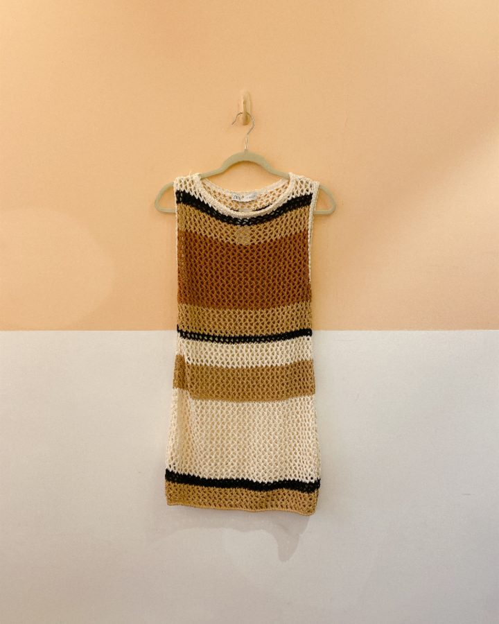 Vestido curto crochet tons Zara P