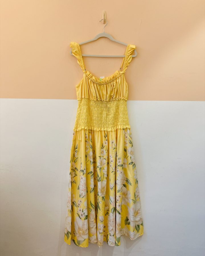 Vestido midi amarelo floral Farm GG