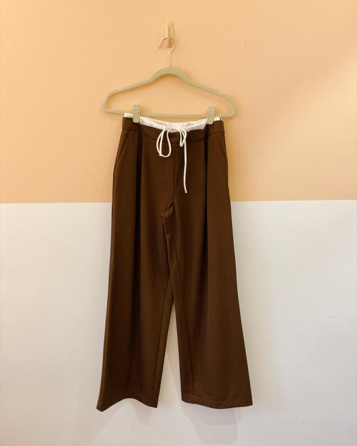 Calça marrom cós branco Zara PP
