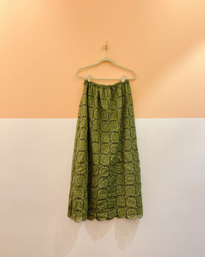 Saia midi verde renda Candy Brown M/G