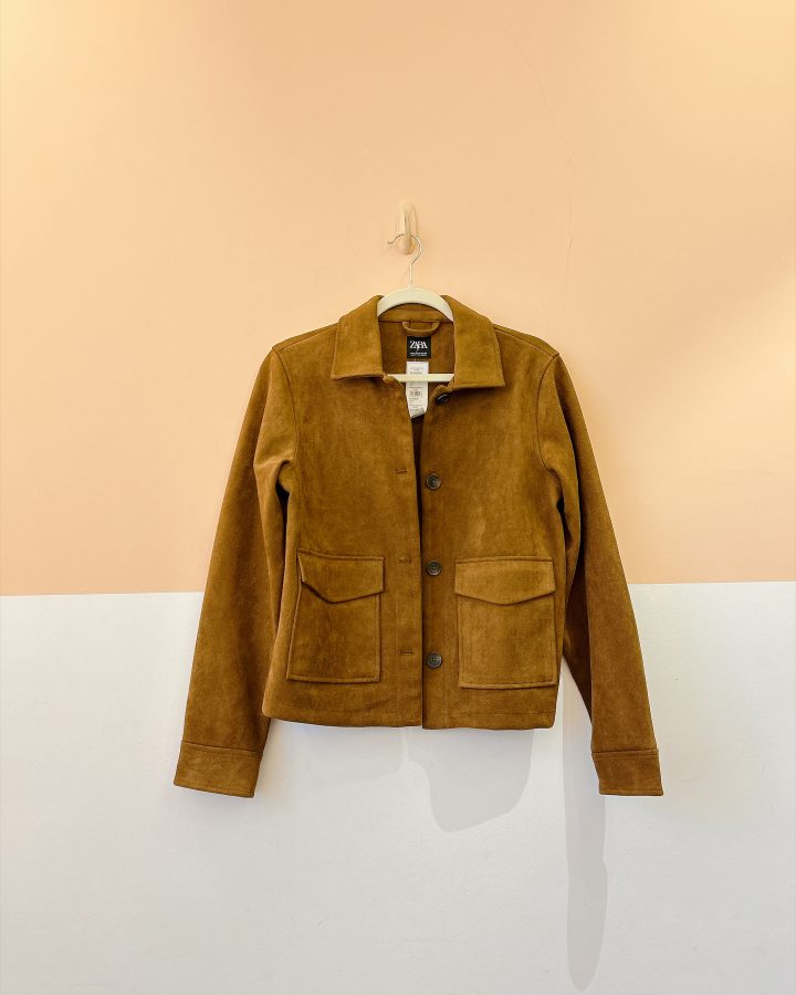 Jaqueta marrom suede Zara P