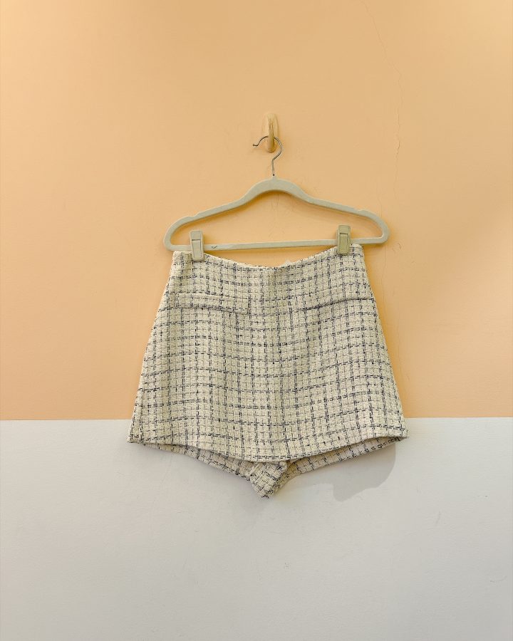 Short saia tweed branco Zara P